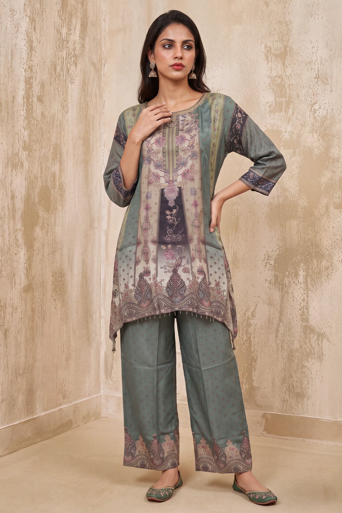 Green Floral Printed Co-Ord Set