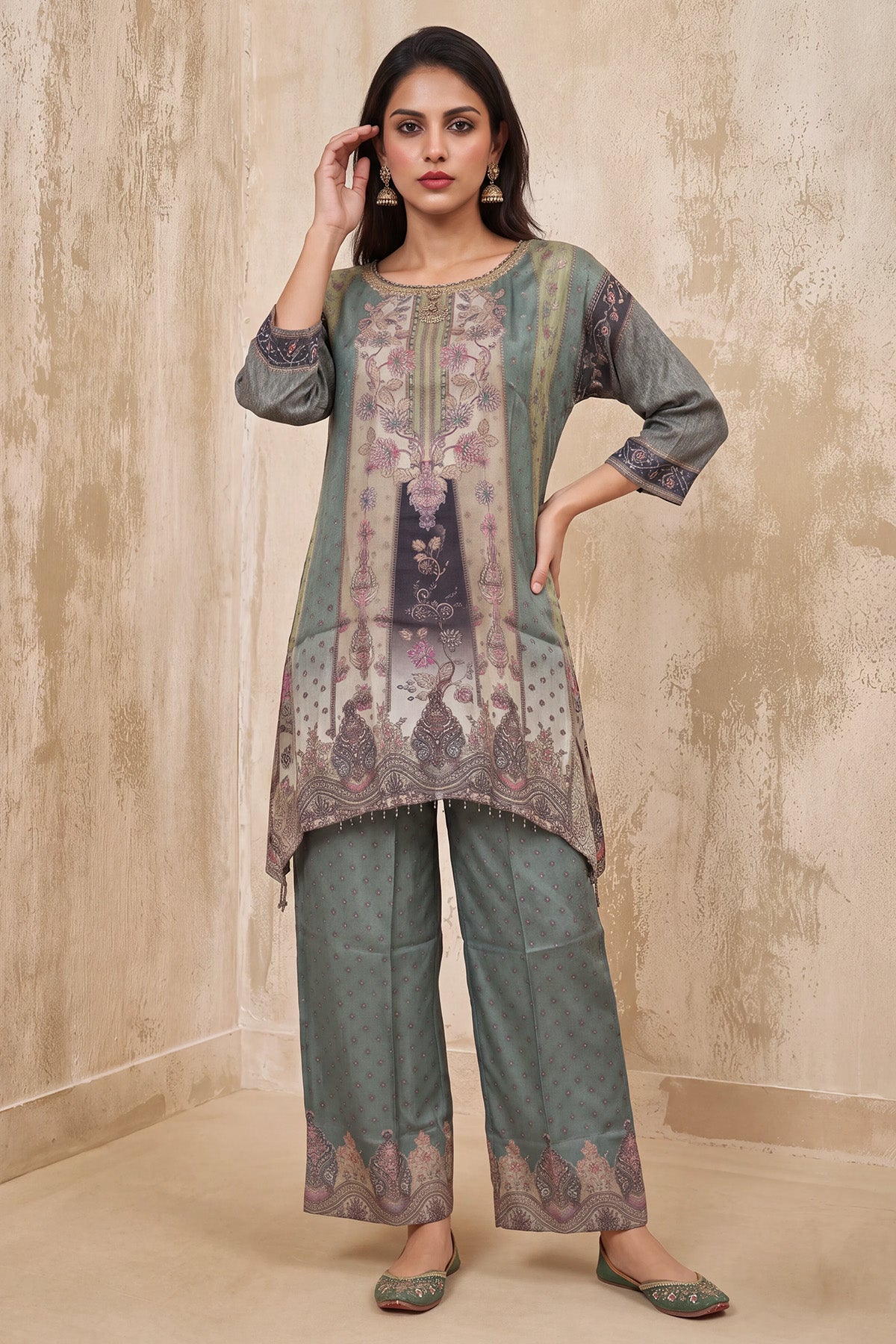 Green Floral Printed Co-Ord Set