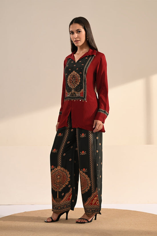 Maroon Embroidered Co-ord Set