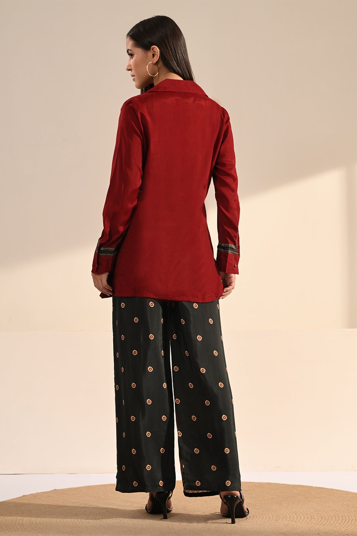 Maroon Embroidered Co-ord Set