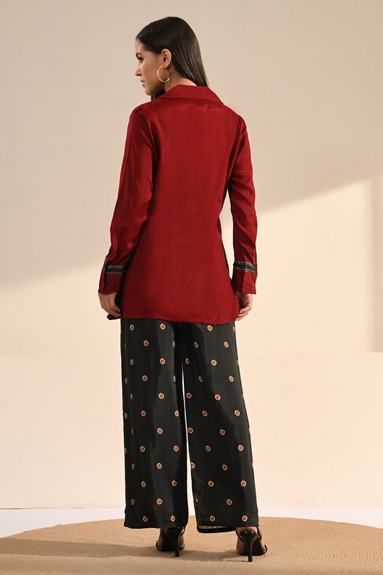 Maroon Embroidered Co-ord Set