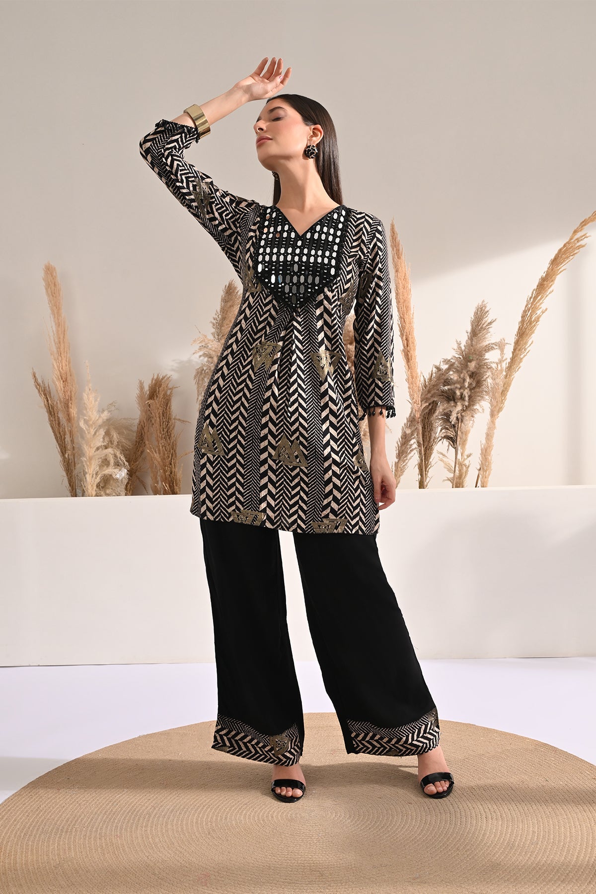 Black Mirror Embellished Co-Ord Set