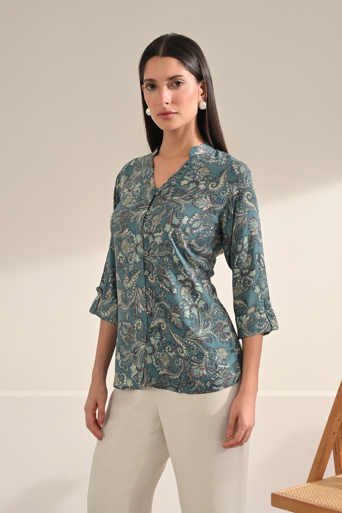 Blue Printed Top