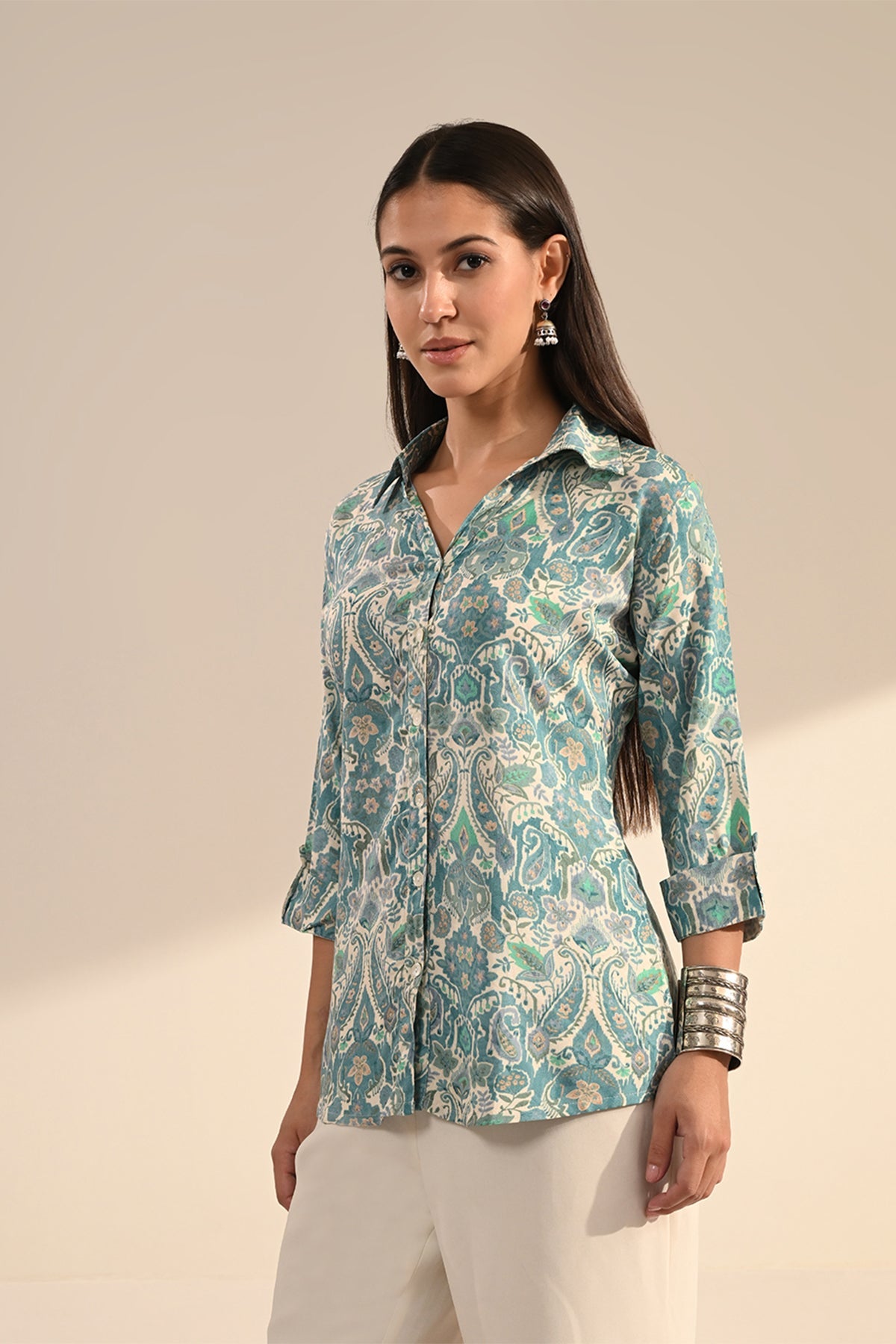Blue Paisley Printed Top