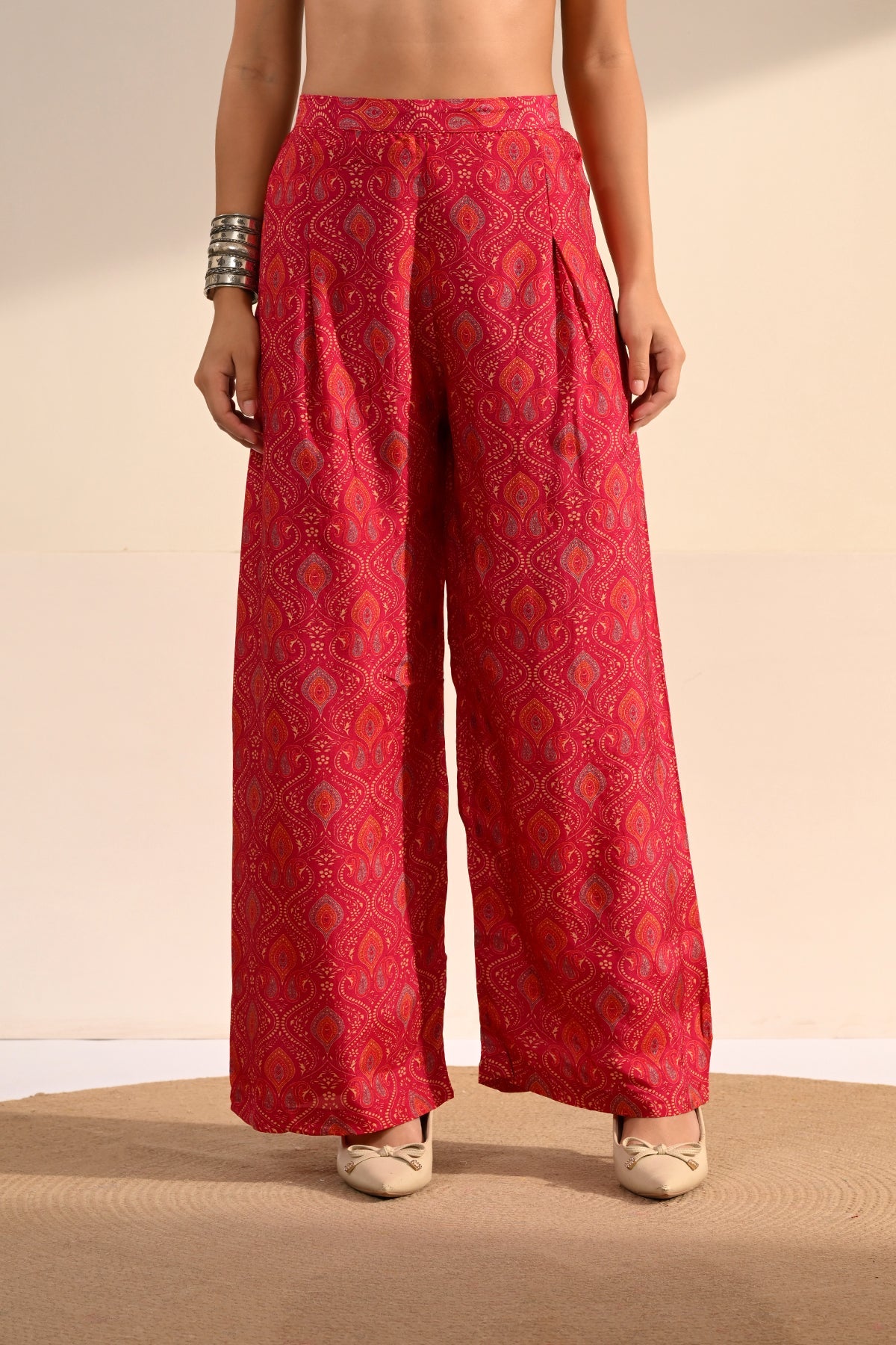 Pink Ajrakh & Bandhani Printed 3 Pcs Kurta Set