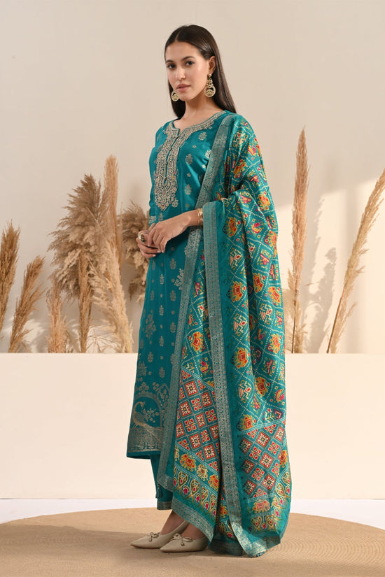 Firozi Sequin Embellished 3 Pcs Kurta Set