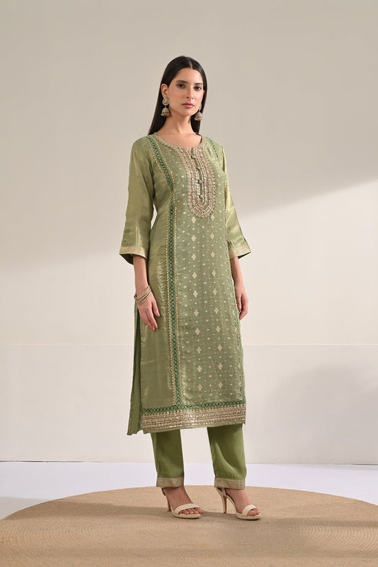 Green Embellished 3 Pcs Kurta Set