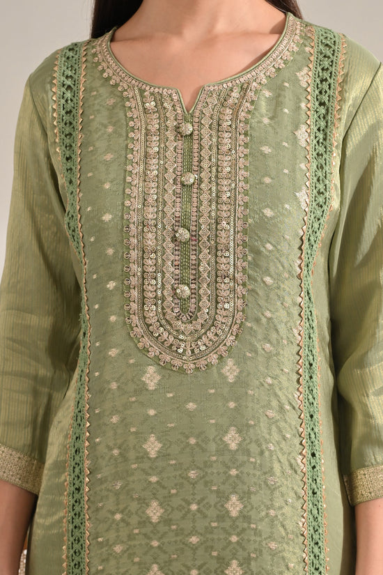 Green Embellished 3 Pcs Kurta Set