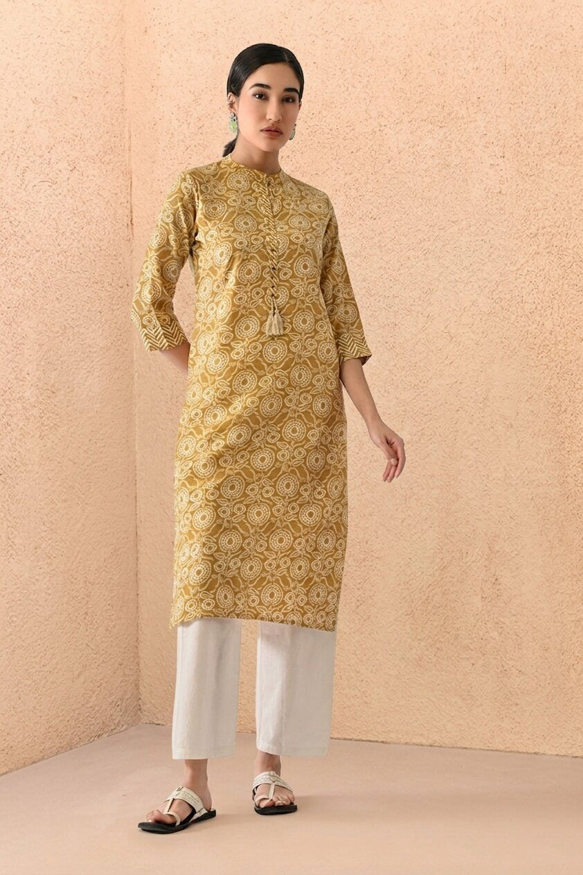 Pista Green Printed Kurta