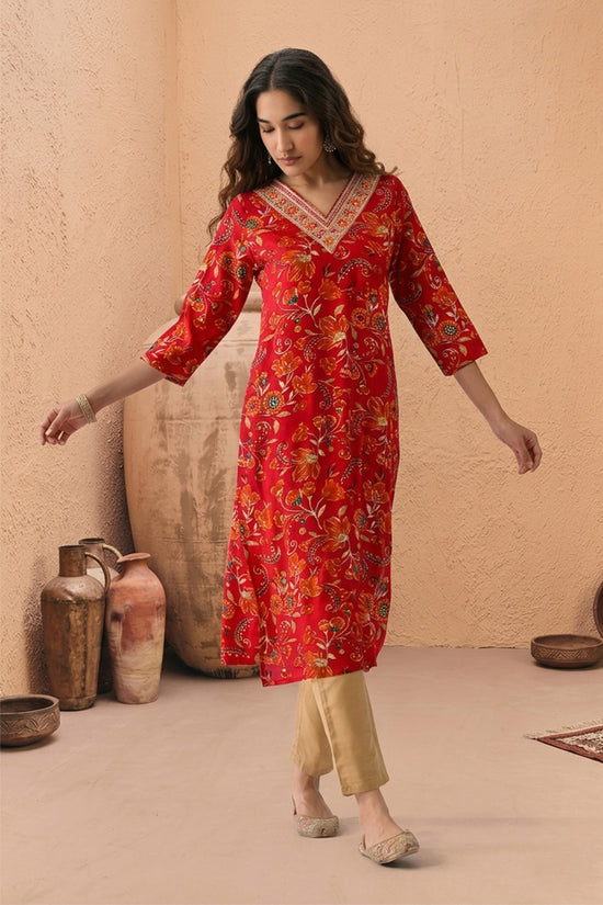Pink Floral Printed Kurta