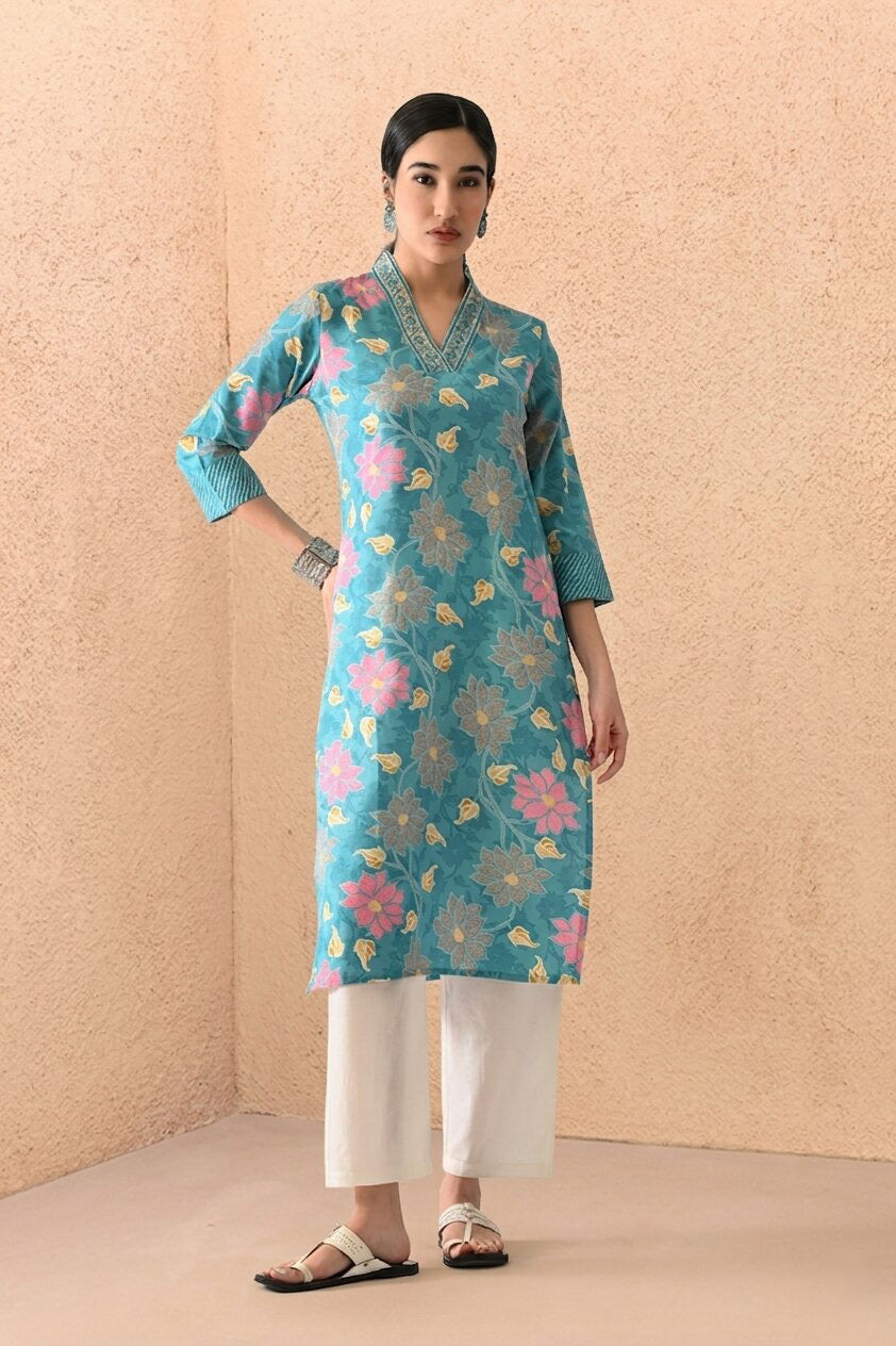 Blue Printed Kurta