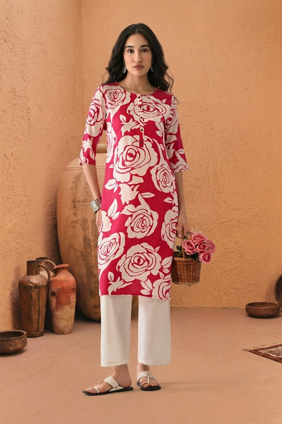 Pink Floral Printed Kurta