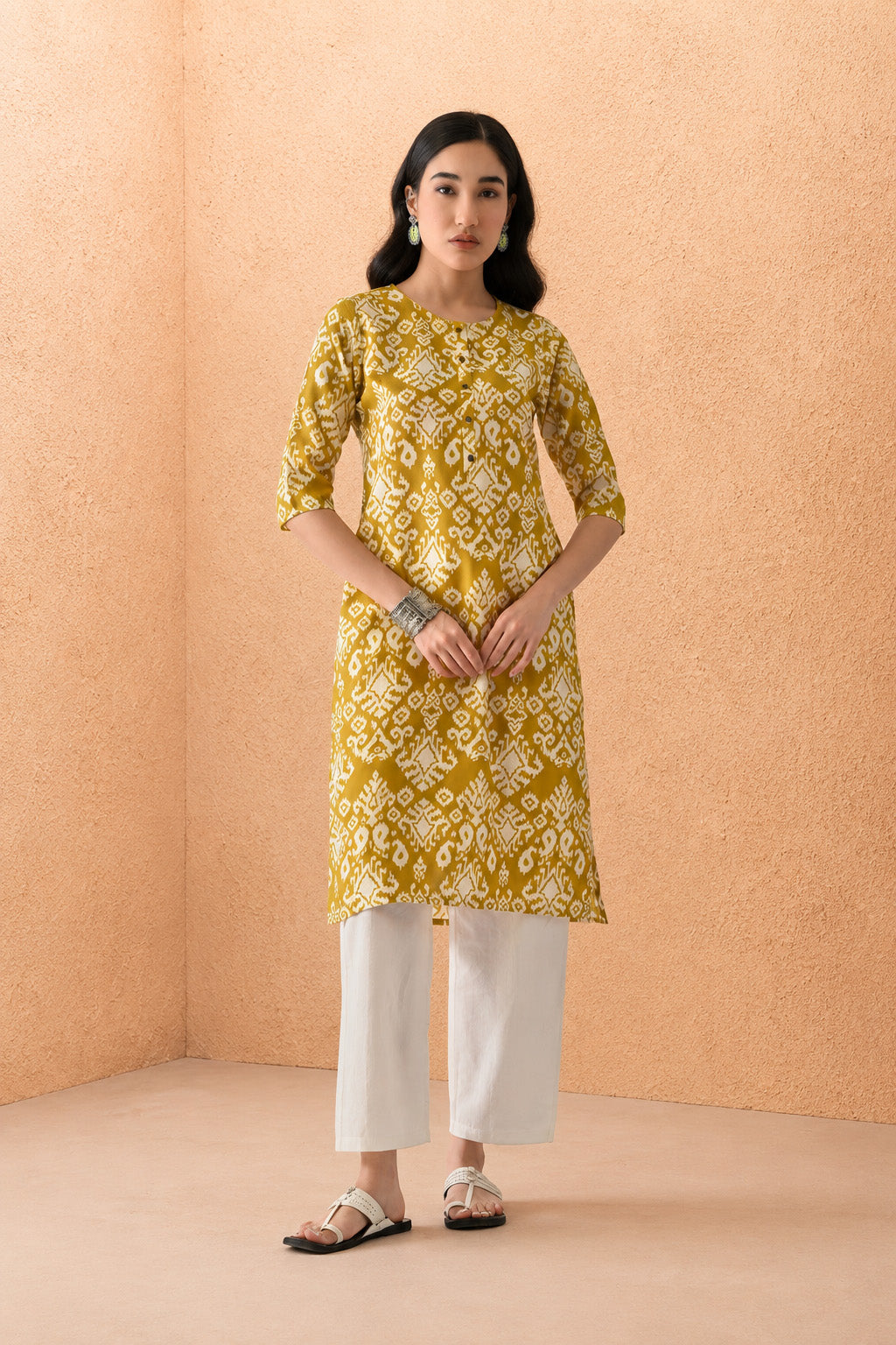 Yellow Printed Kurta