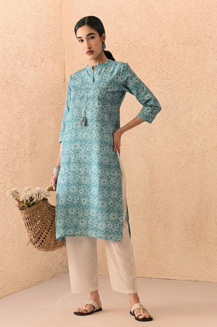 Blue Printed Kurta
