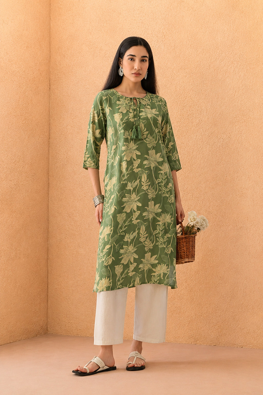 Green Floral Printed Kurta