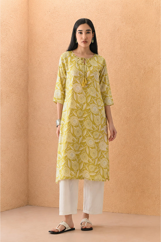 Yellow Printed Kurta