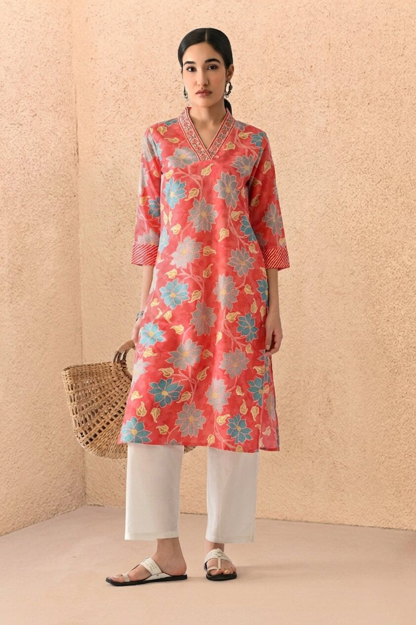 Pink Printed Kurta
