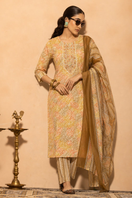 Multi Abstract Printed Kurta 3 Pcs Set