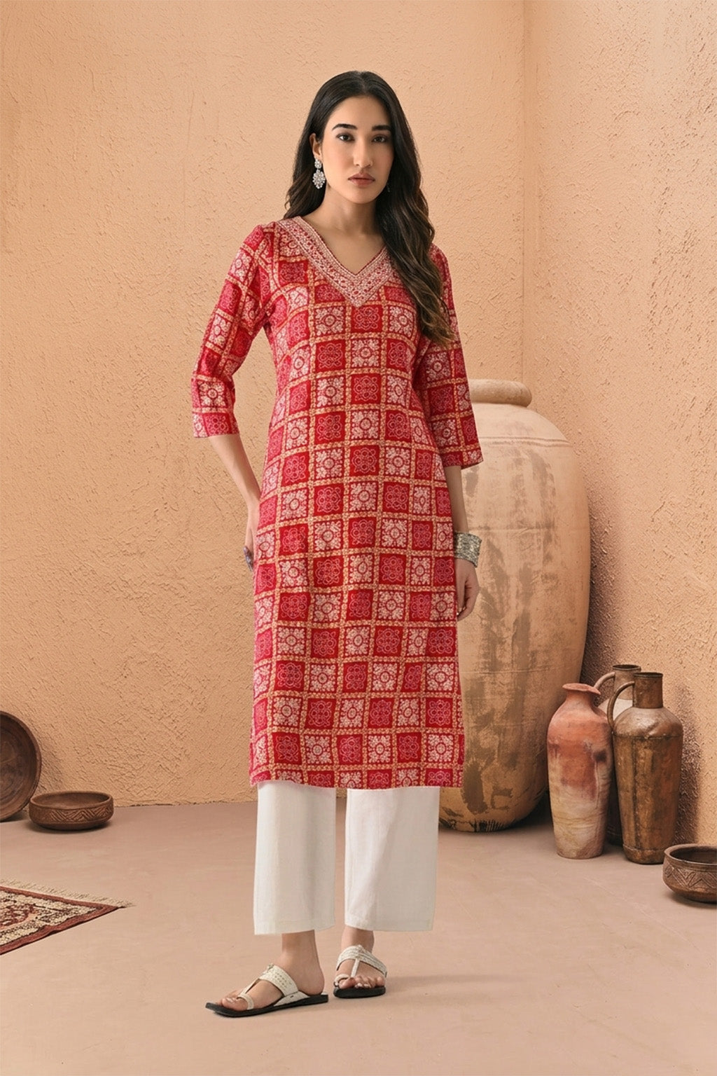 Pink Printed Kurta