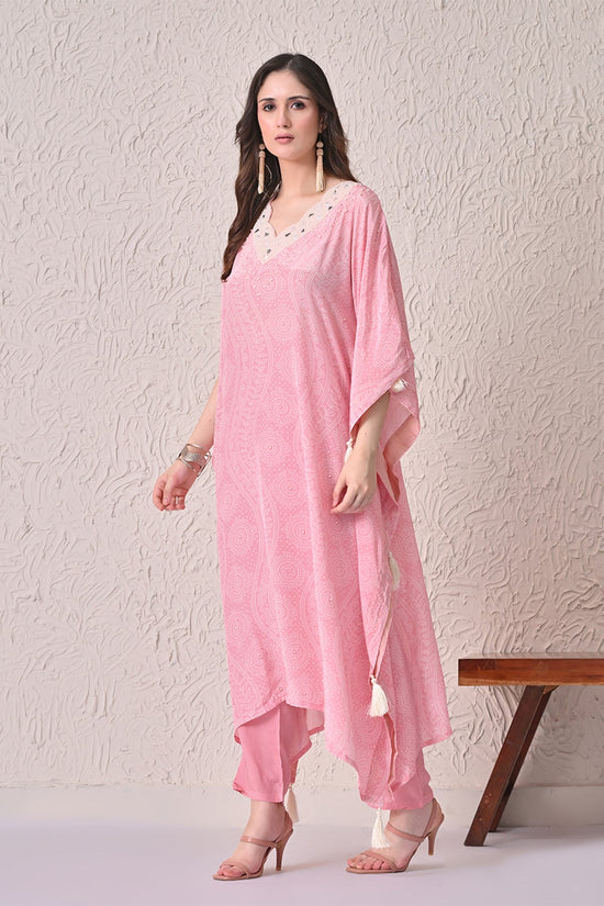 Pink Printed Kaftan Set