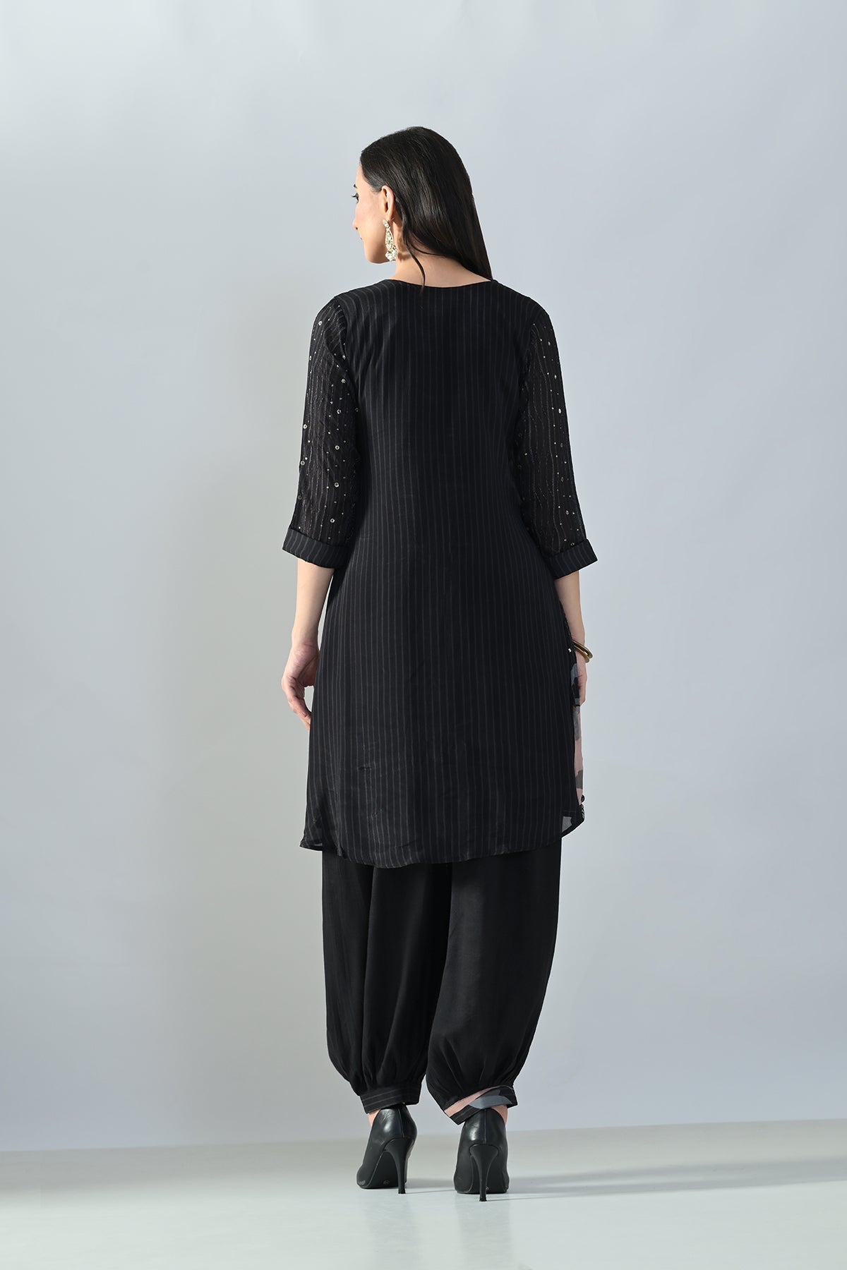 Black Printed A-Line Kurta 2 Pcs Set