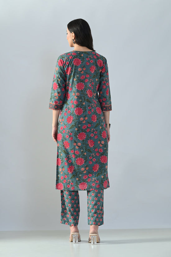 Grey Printed Straight Kurta Set
