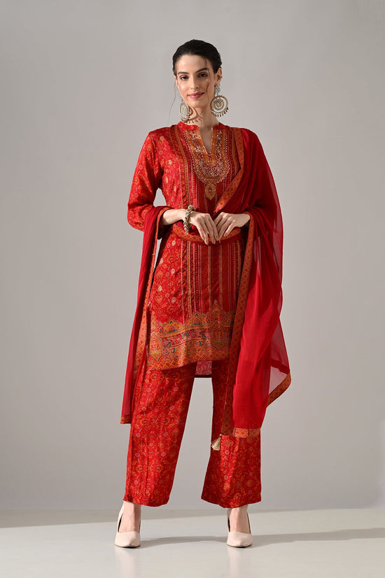 Maroon Printed Kurta Set