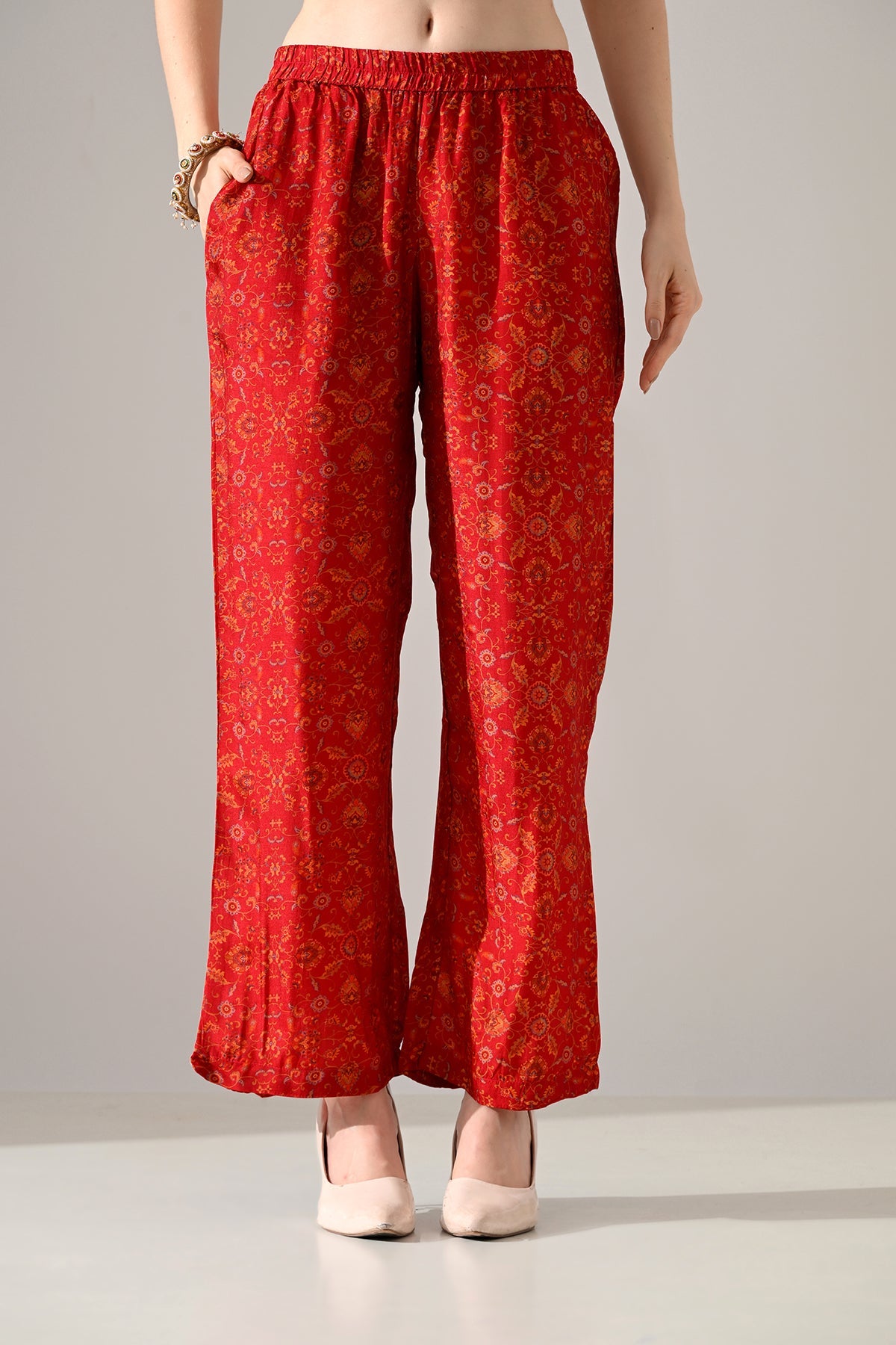 Maroon Printed Kurta 3 Pcs Set