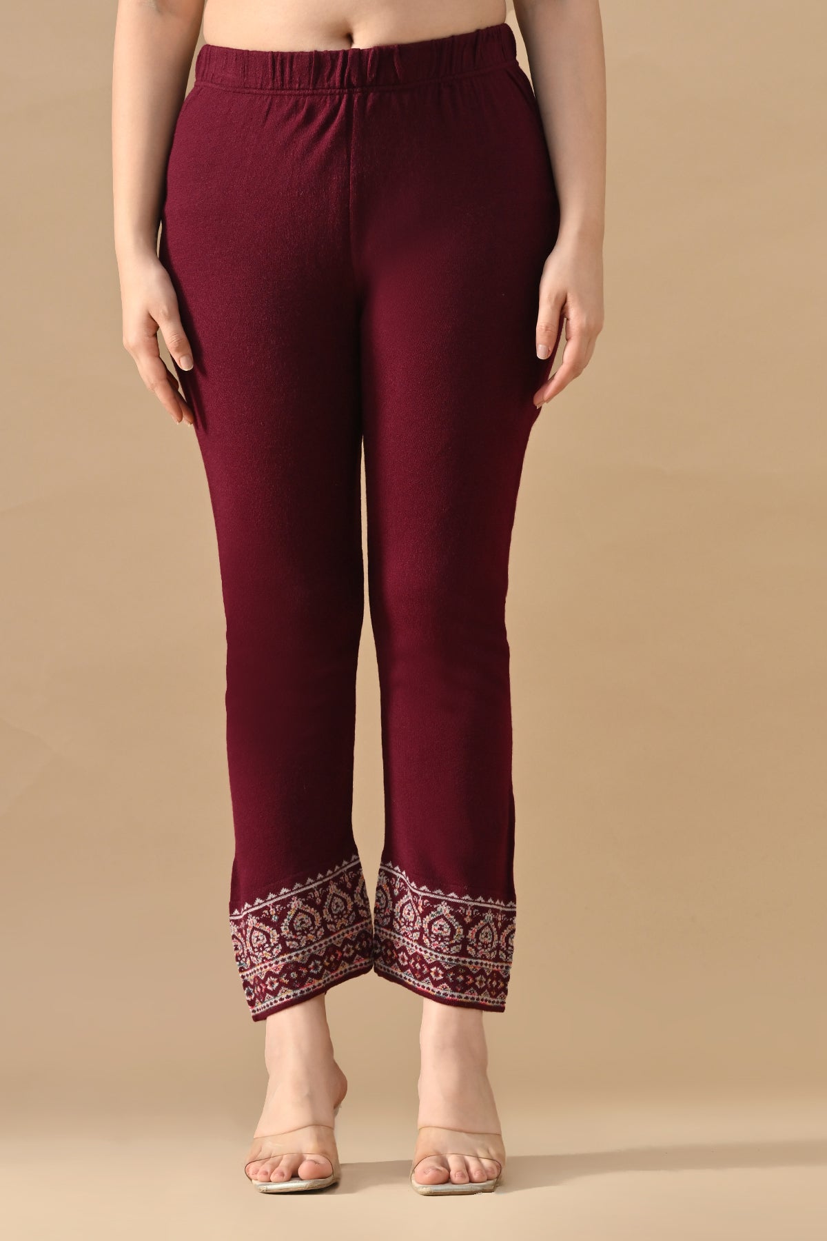 Winter Wine Self Design Ethnic Motifs Woven Kurta 3 Pcs Set