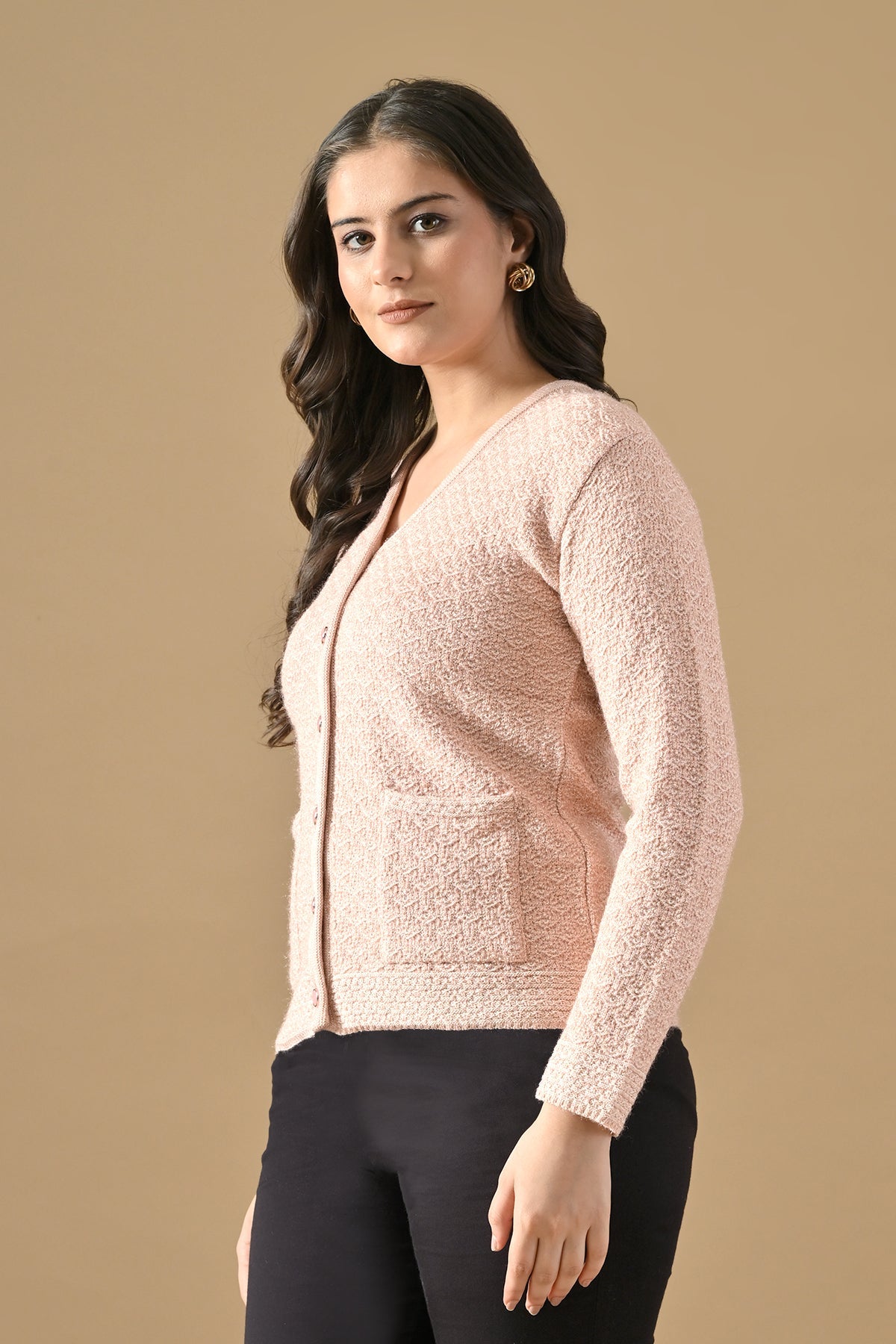 Winter Baby Pink Knitted V-Neck Cardigan