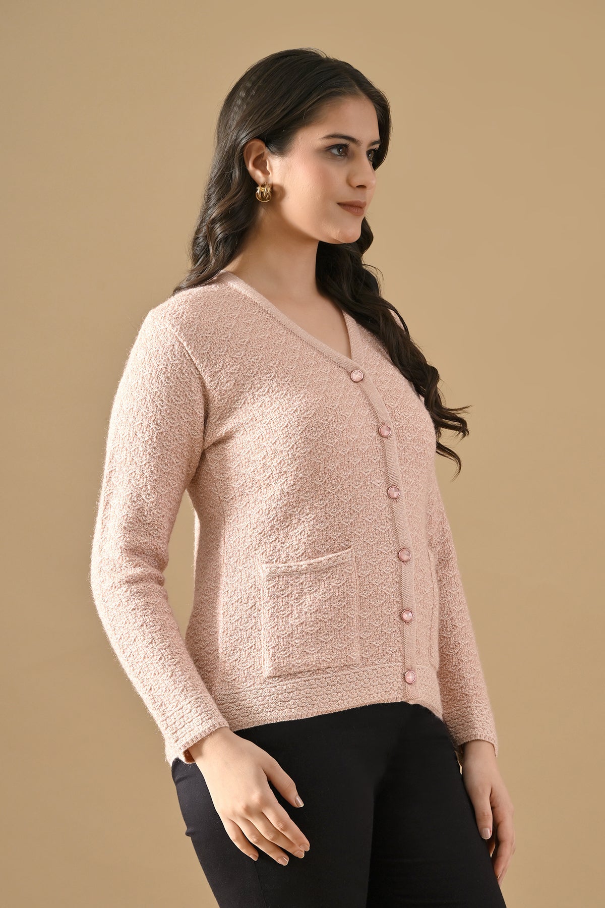 Winter Baby Pink Knitted V-Neck Cardigan