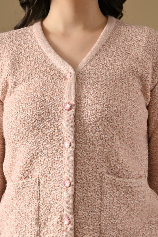 Winter Baby Pink Knitted V-Neck Cardigan