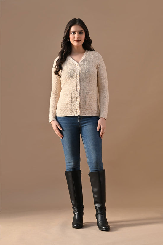 Winter Fawn Knitted V-Neck Cardigan