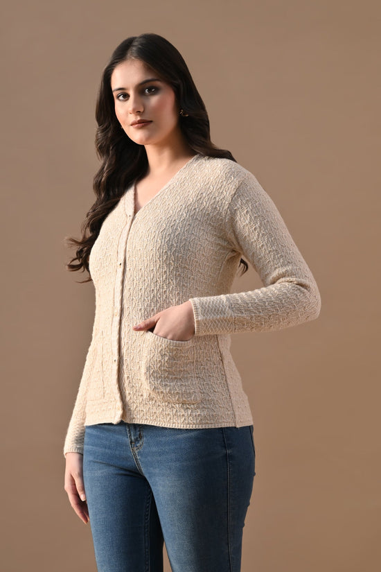 Winter Fawn Knitted V-Neck Cardigan