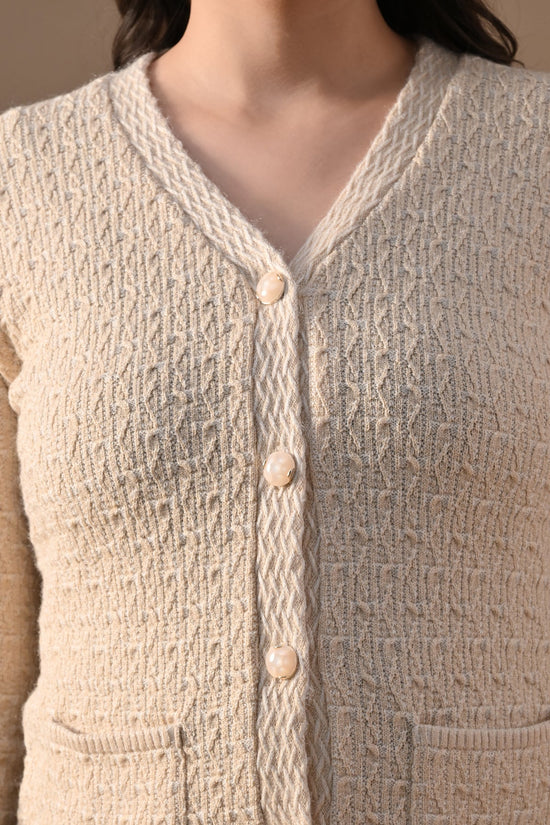 Winter Fawn Knitted V-Neck Cardigan
