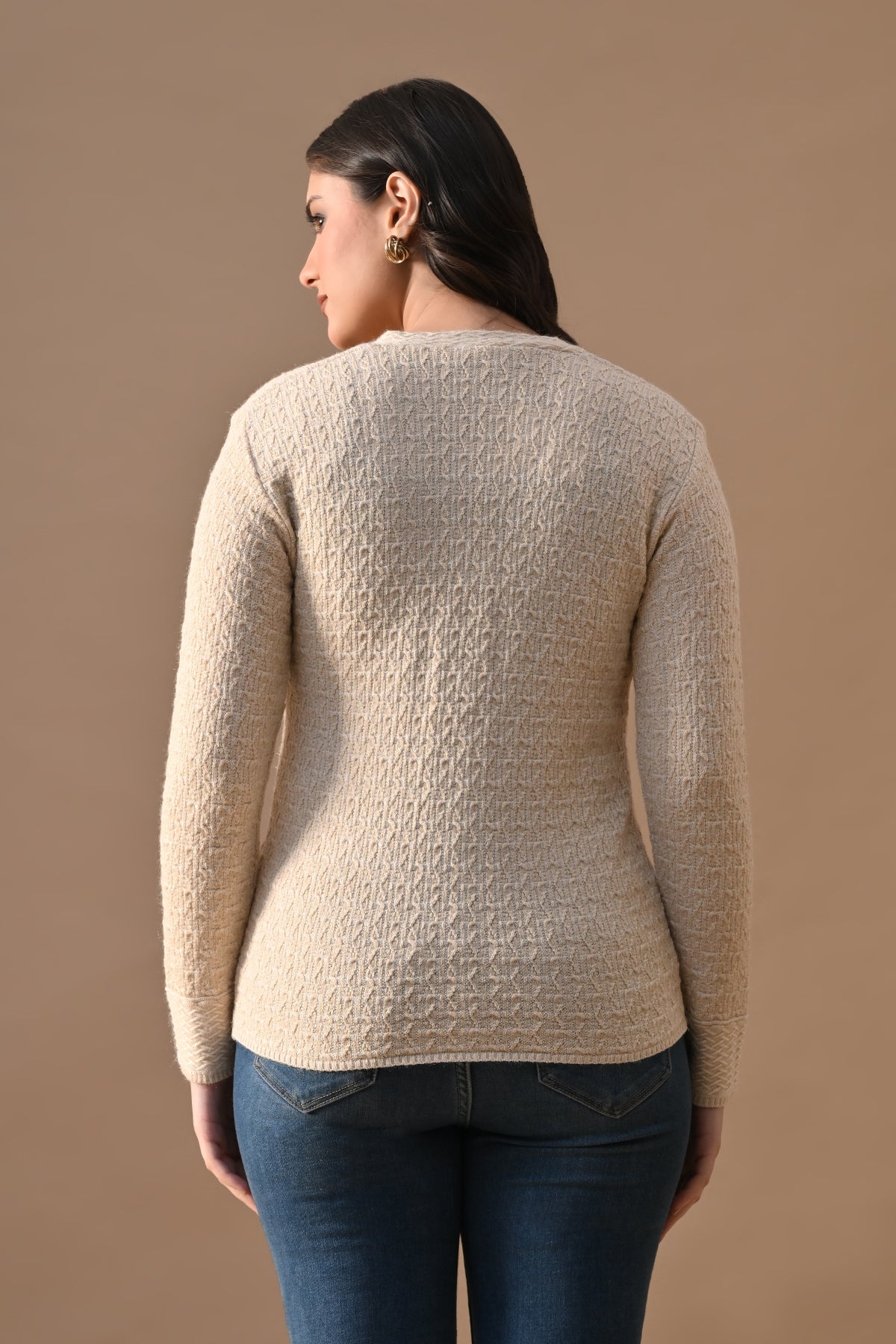 Winter Fawn Knitted V-Neck Cardigan