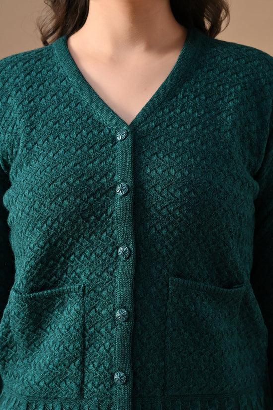 Winter Rama Green Knitted V-Neck Cardigan