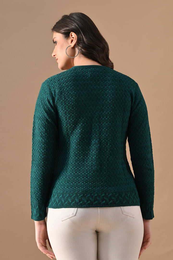 Winter Rama Green Knitted V-Neck Cardigan