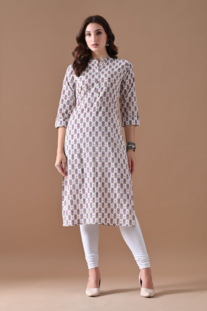 Cream Printed Kurta