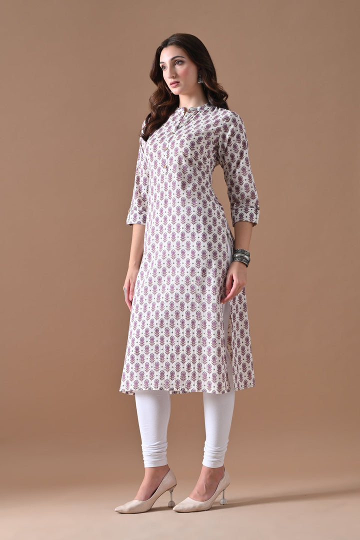 Cream Printed Kurta