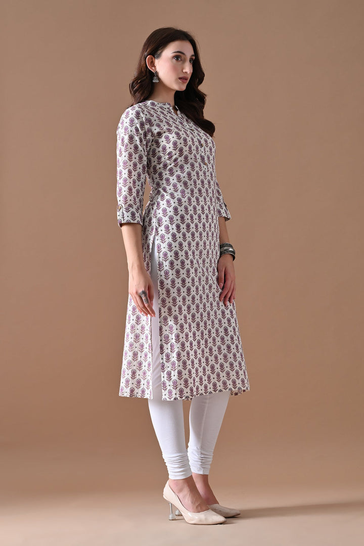 Cream Printed Kurta