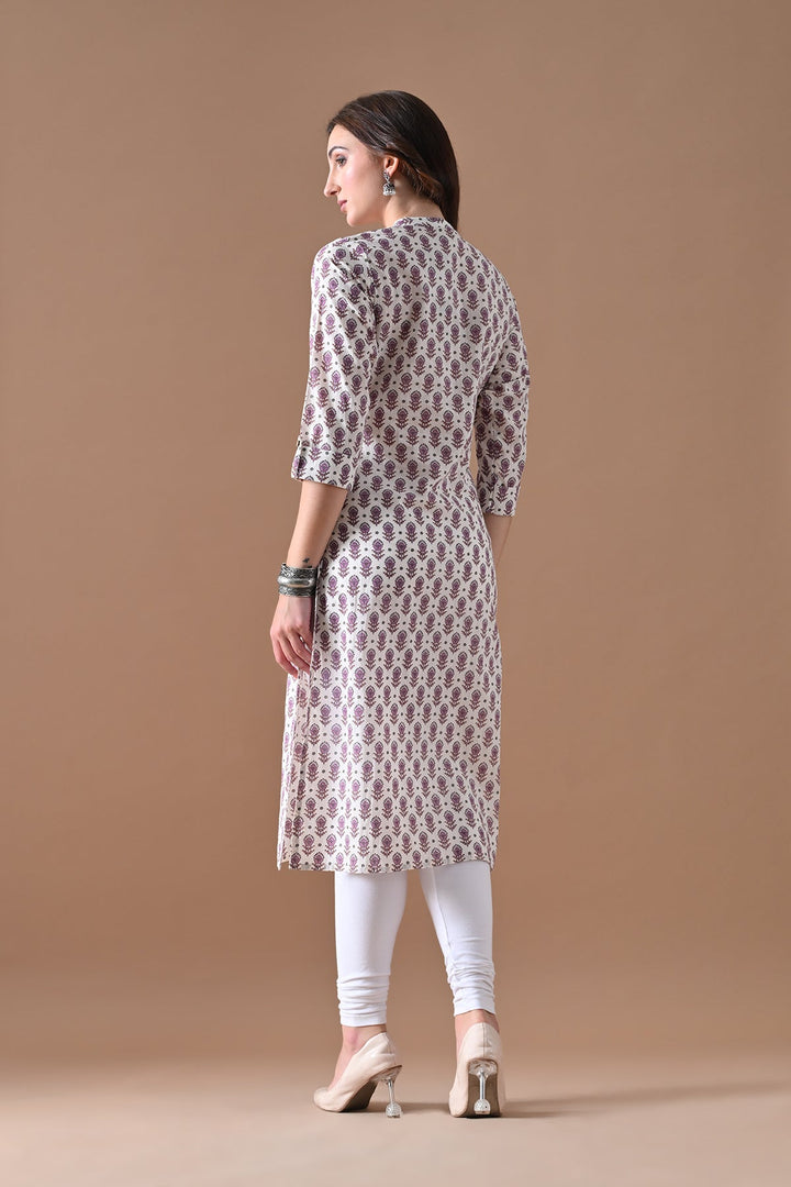 Cream Printed Kurta