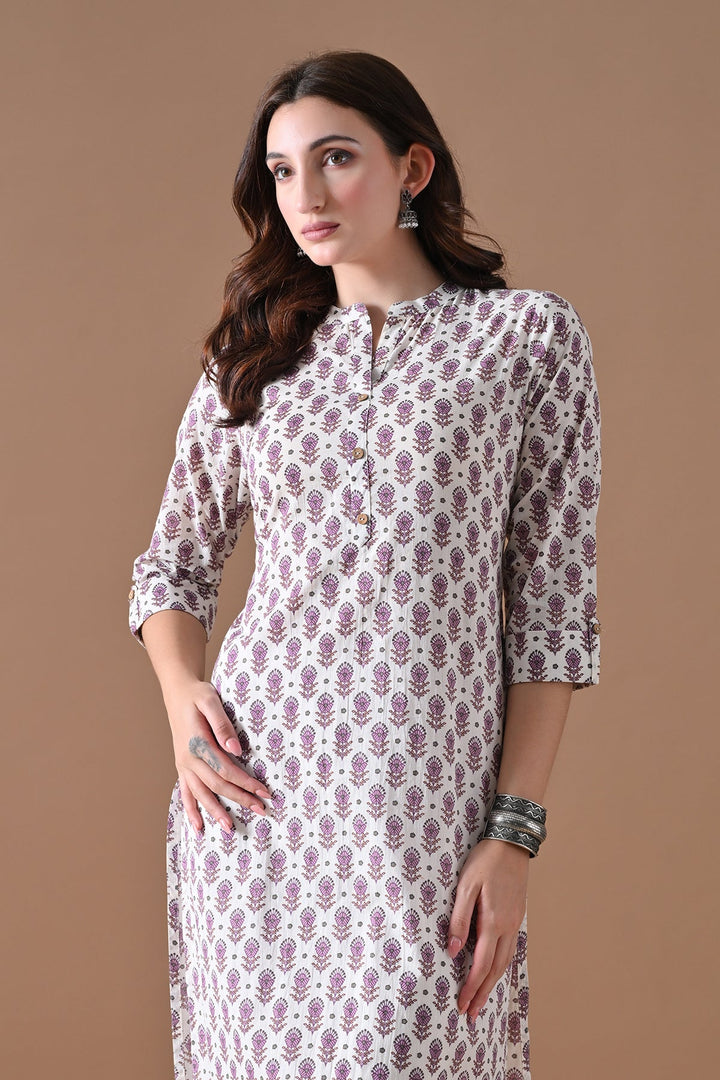 Cream Printed Kurta