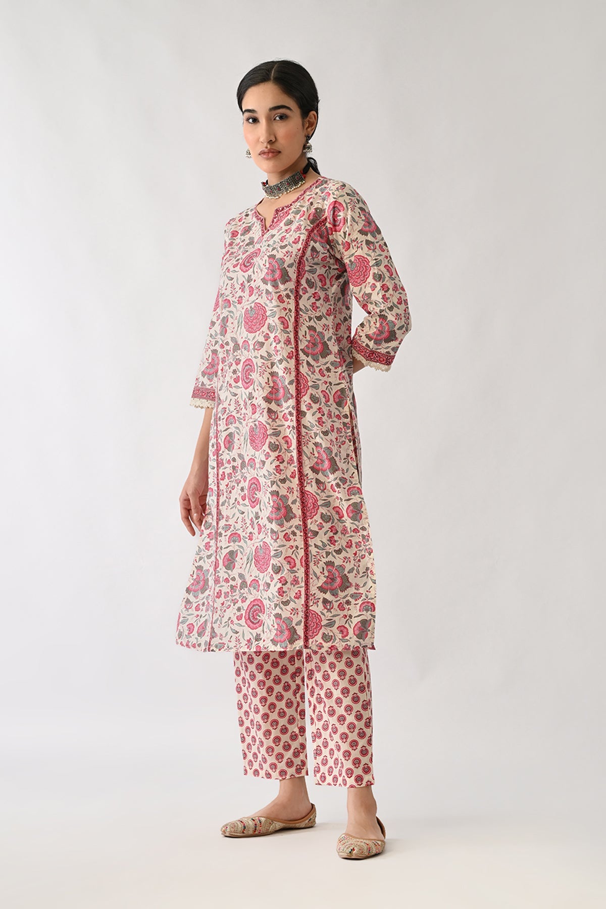 Pink Printed Kurta 2 Pcs Set