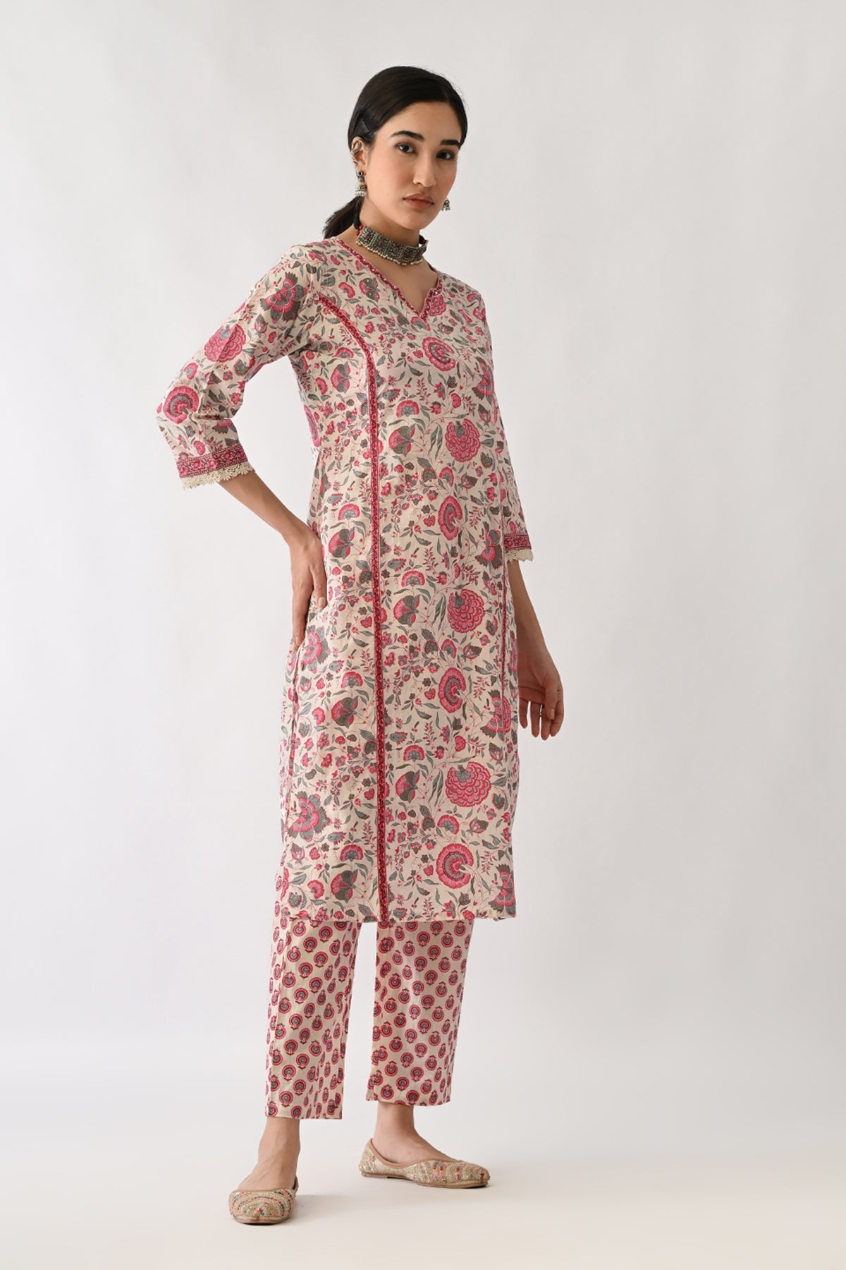 Pink Printed Kurta 2 Pcs Set