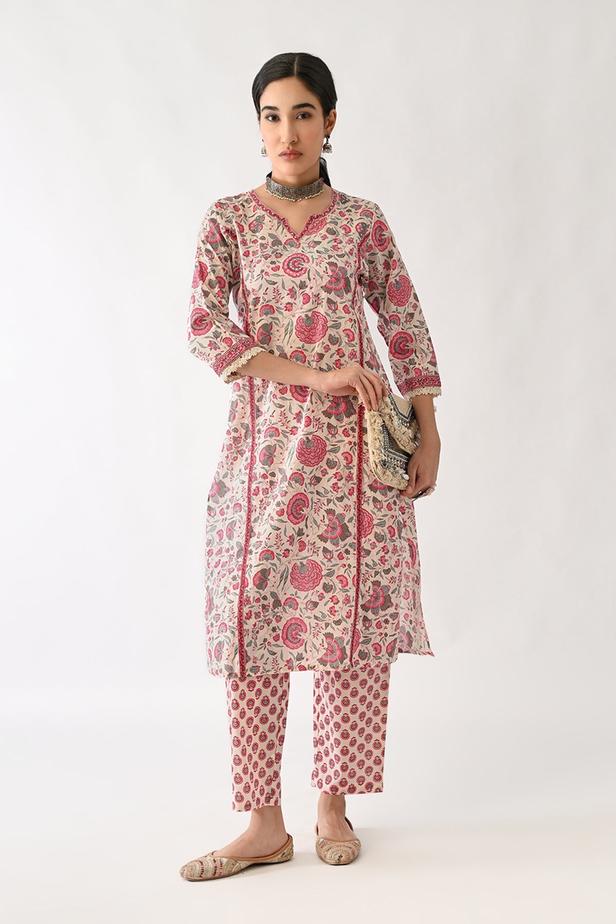 Pink Printed Kurta 2 Pcs Set