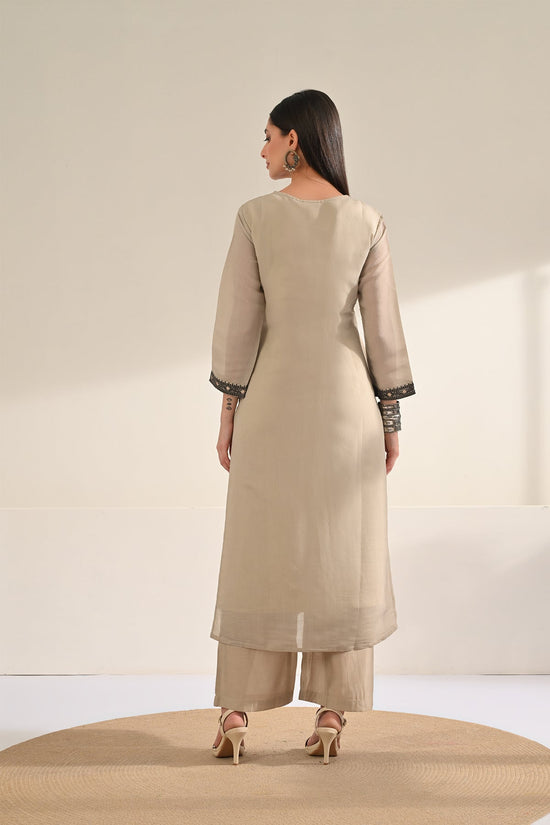 Grey Embroidered Kurta 3 Pcs Set