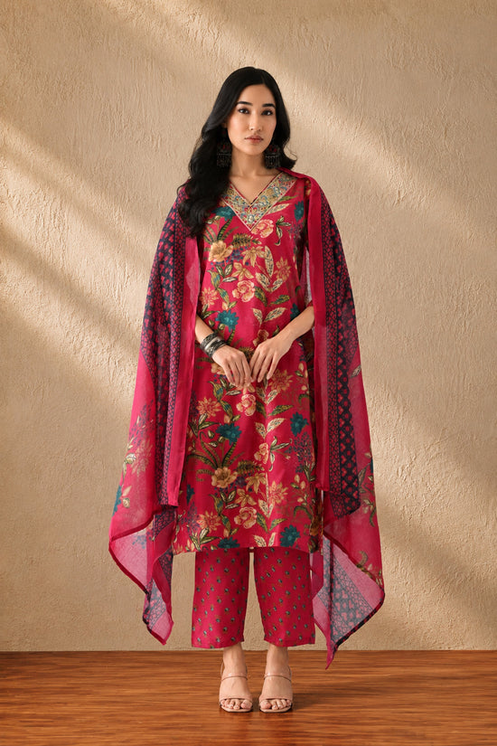 Pink Printed Kurta 3 Pcs Set